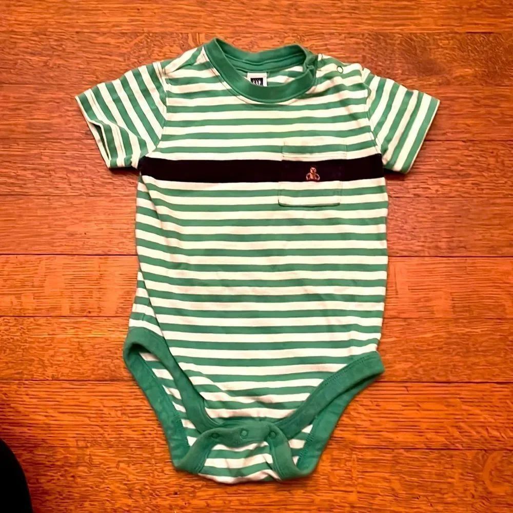 3/$15 Green & White striped Baby Onesies 🧸